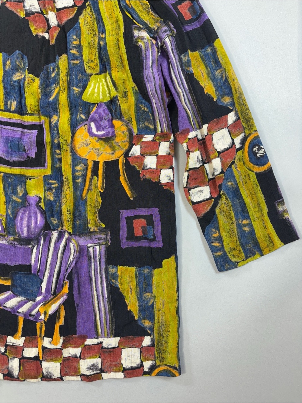 Vintage 90s Essay by Sharon Anthony Petites Art Print Open Front Smock Jacket